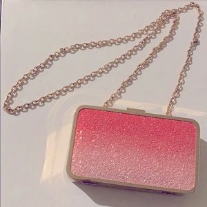 Bebe Pink and Gold Ombré Evening Bag